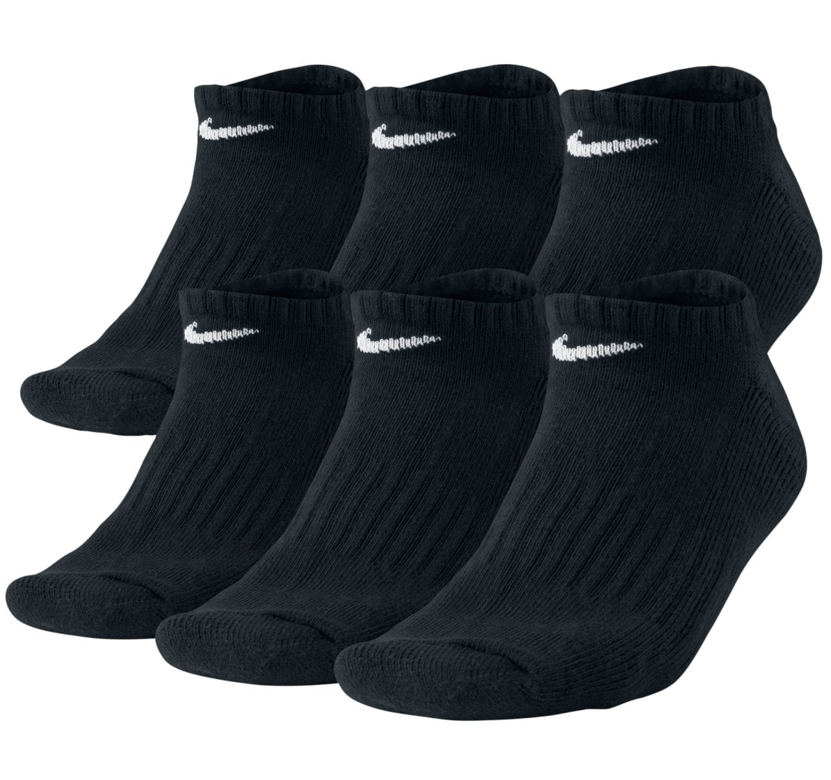 Nike Men's Cotton No Show 6 Pack Socks Black Size Large