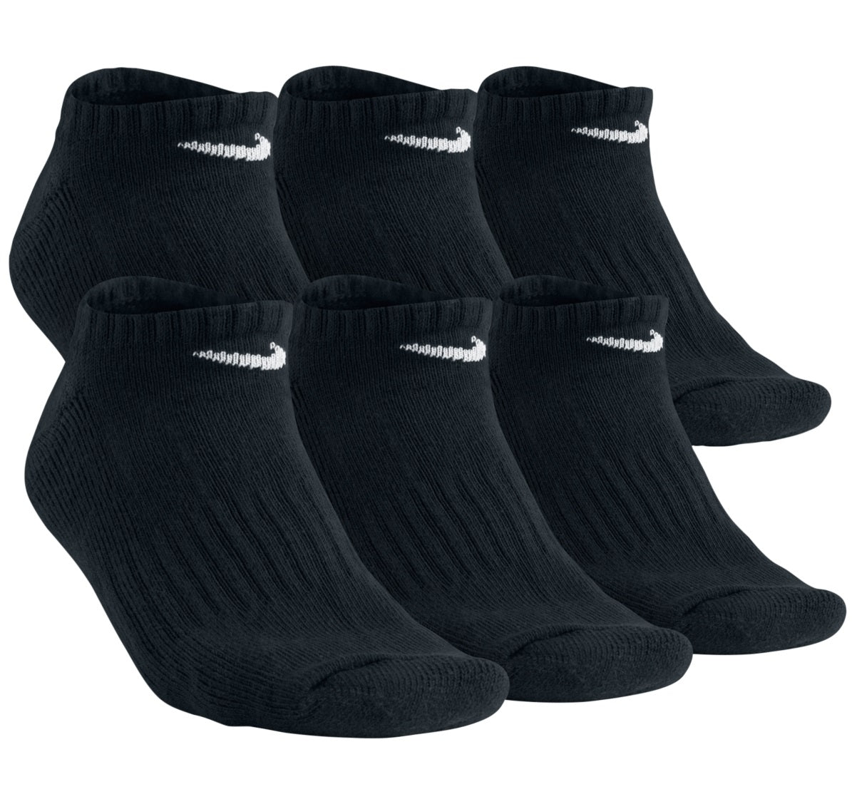 Nike Men's Cotton No Show 6 Pack Socks Black Size Large