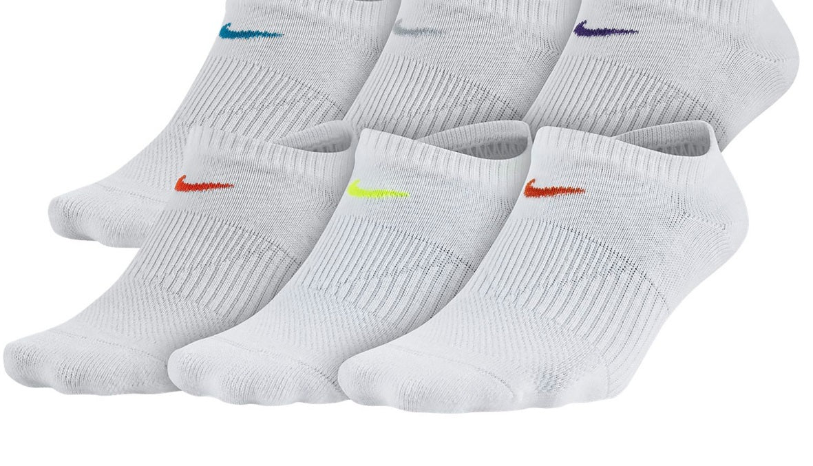 Nike Women's 6 Pk Sportswear No Show Performance Socks White Size Medium