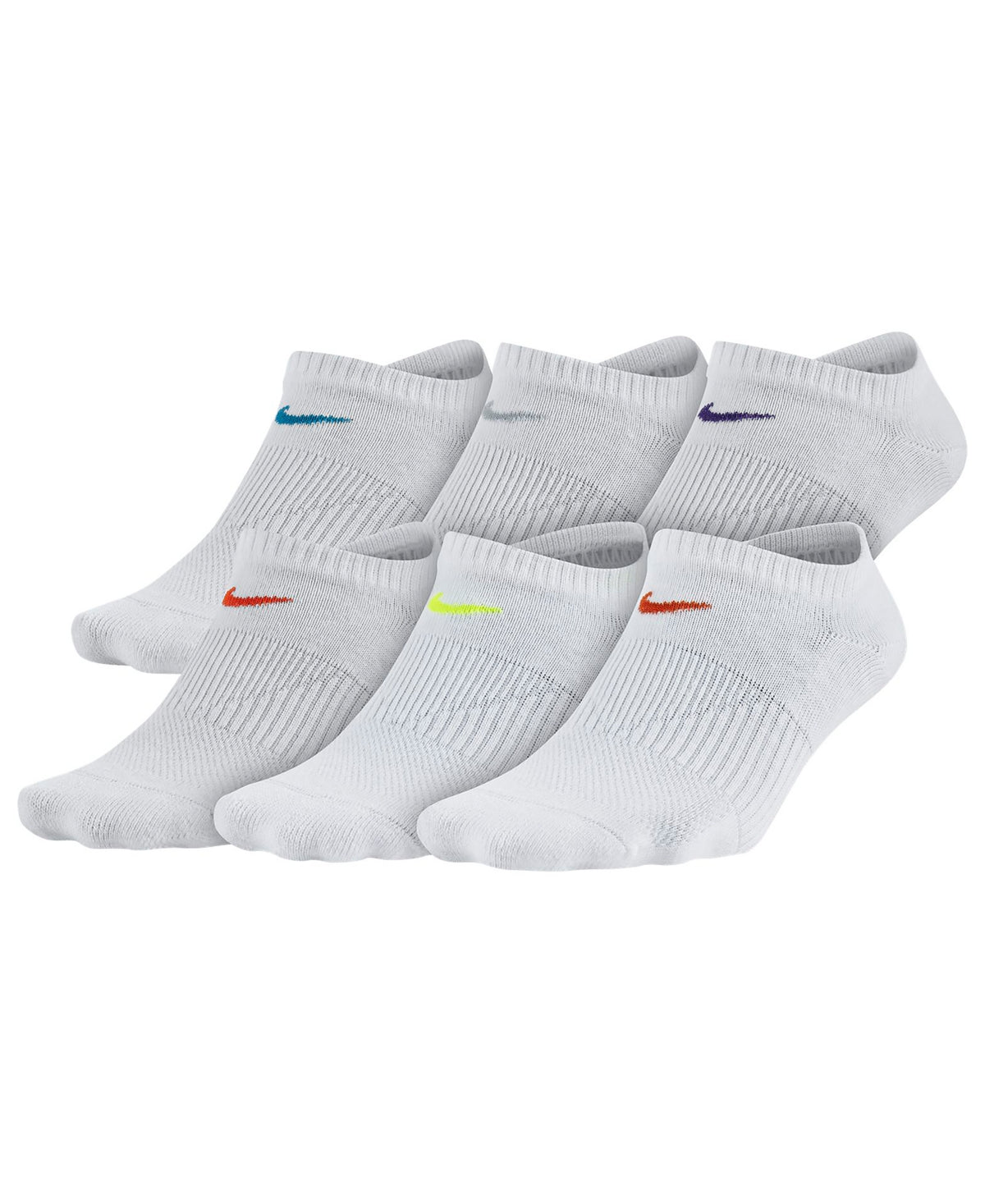 Nike Women's 6 Pk Sportswear No Show Performance Socks White Size Medium