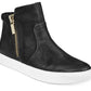 Kenneth Cole Women's Cushioned Zipper Accent Kiera Zip Up Leather Athletic Sneakers Black Size 9.5 M