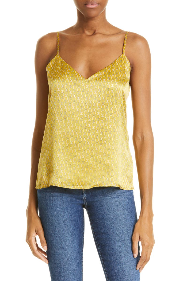 XX-Large L'agence Jane Chain Print Silk Camisole in Goldchamp