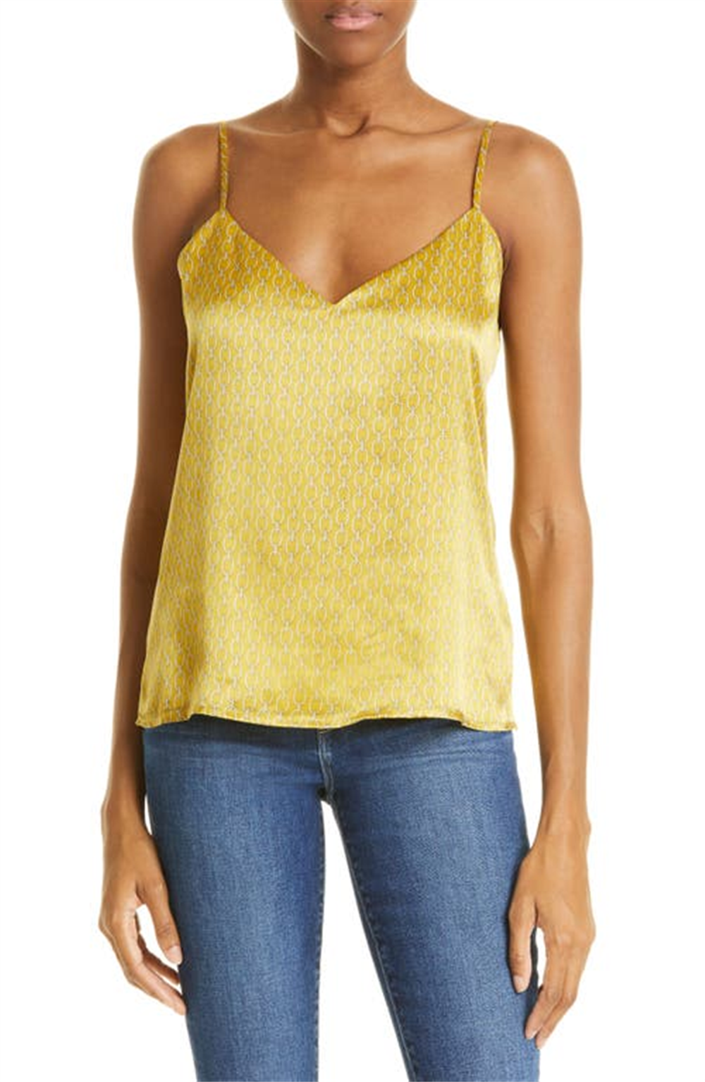 XX-Large L'agence Jane Chain Print Silk Camisole in Goldchamp
