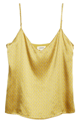 XX-Large L'agence Jane Chain Print Silk Camisole in Goldchamp