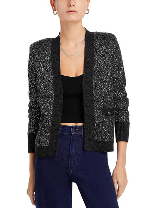L'Agence Jinny Sequin Cardigan Sweater Black