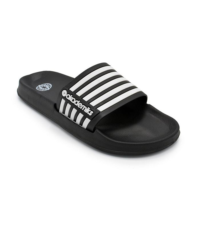Akademiks Men's Stripe Slides Shoes Black Size 12 M