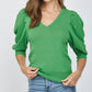 Fate - Puff Sleeve V Neck Sweater