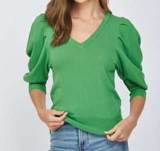 Fate - Puff Sleeve V Neck Sweater