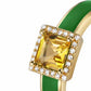 Diana M Jewels - 0.60 Cts Yellow Citrine Enamel Diamond Ring