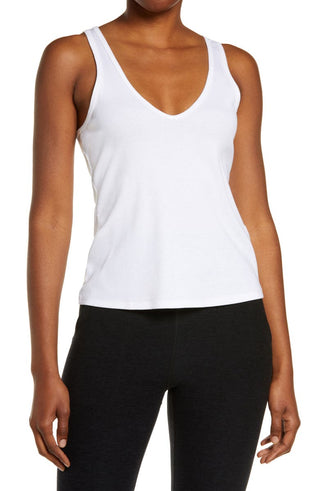 Beyond Yoga Take the Plunge Rib Tank in Redflower , Size Large Red