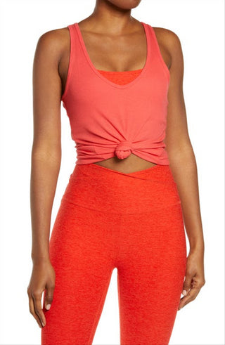 Beyond Yoga Take the Plunge Rib Tank in Redflower , Size Large Red