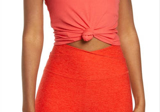 Beyond Yoga Take the Plunge Rib Tank in Redflower , Size Large Red