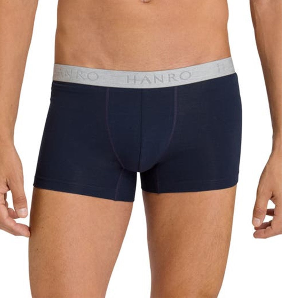 Hanro Men's Cotton Essentials 2 Pack Boxer Briefs Blue Size Small