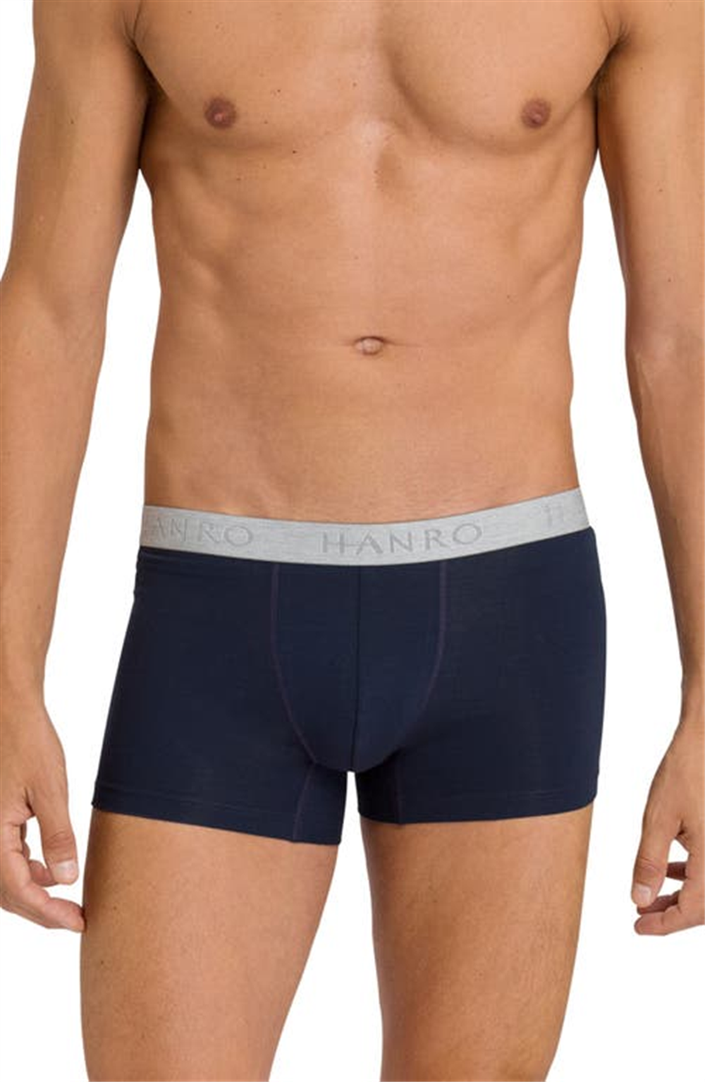 Hanro Men's Cotton Essentials 2 Pack Boxer Briefs Blue Size Medium