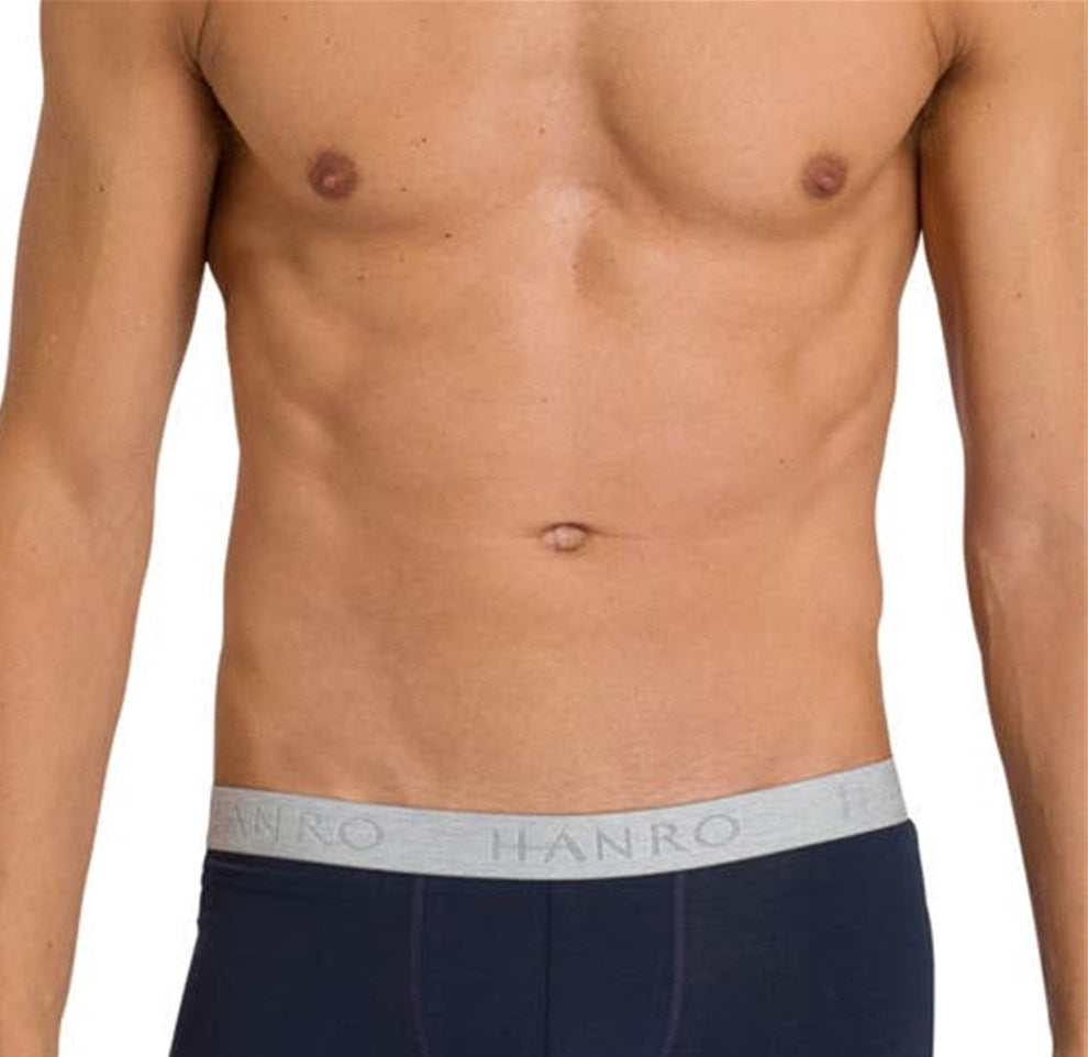 Hanro Men's Cotton Essentials 2 Pack Boxer Briefs Blue Size Medium