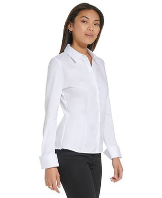 Calvin Klein Women's Knit Button Down Shirt White Size XL