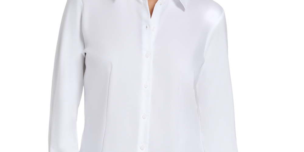 Calvin Klein Women's Knit Button Down Shirt White Size XL
