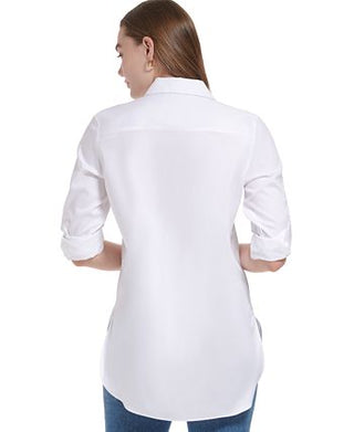 Calvin Klein Women's Non Iron Button Down Tunic White Size Small