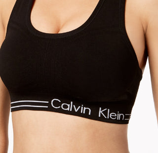 Calvin Klein Women's Padded Racerback Medium Impact Sports Bra Black Size Medium