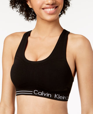 Calvin Klein Women's Padded Racerback Medium Impact Sports Bra Black Size Medium