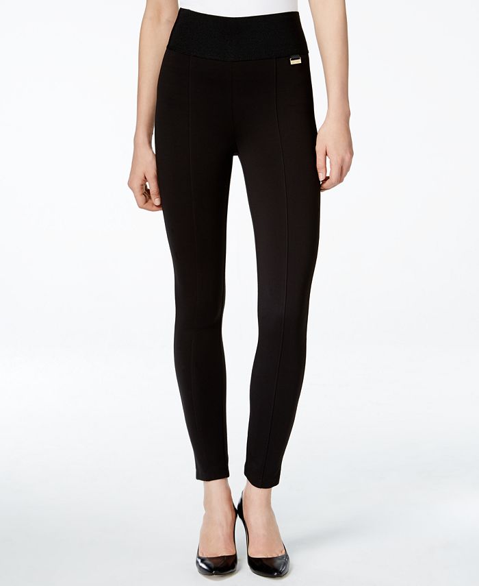 Calvin Klein Women's Pull On Wide Waistband Knit Pants Black Size X-Large