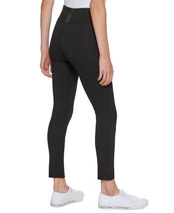 Calvin Klein Women's Pull On Wide Waistband Knit Pants Black Size X-Large