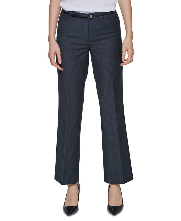 Calvin Klein Women's Pinstripe Modern Fit Dress Pants Black Size 6 Petite