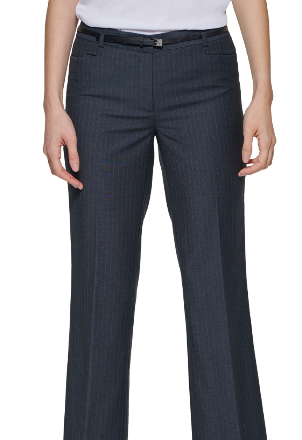 Calvin Klein Women's Pinstripe Modern Fit Dress Pants Black Size 6 Petite