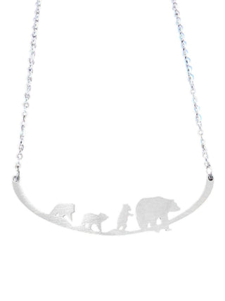 Close 2 Ur Heart - Women's Mother Bear With 3 Cubs Stainless Steel Necklace