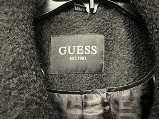 Guess Women's Double Breasted Faux Fur Collar Coat Black Size 0X