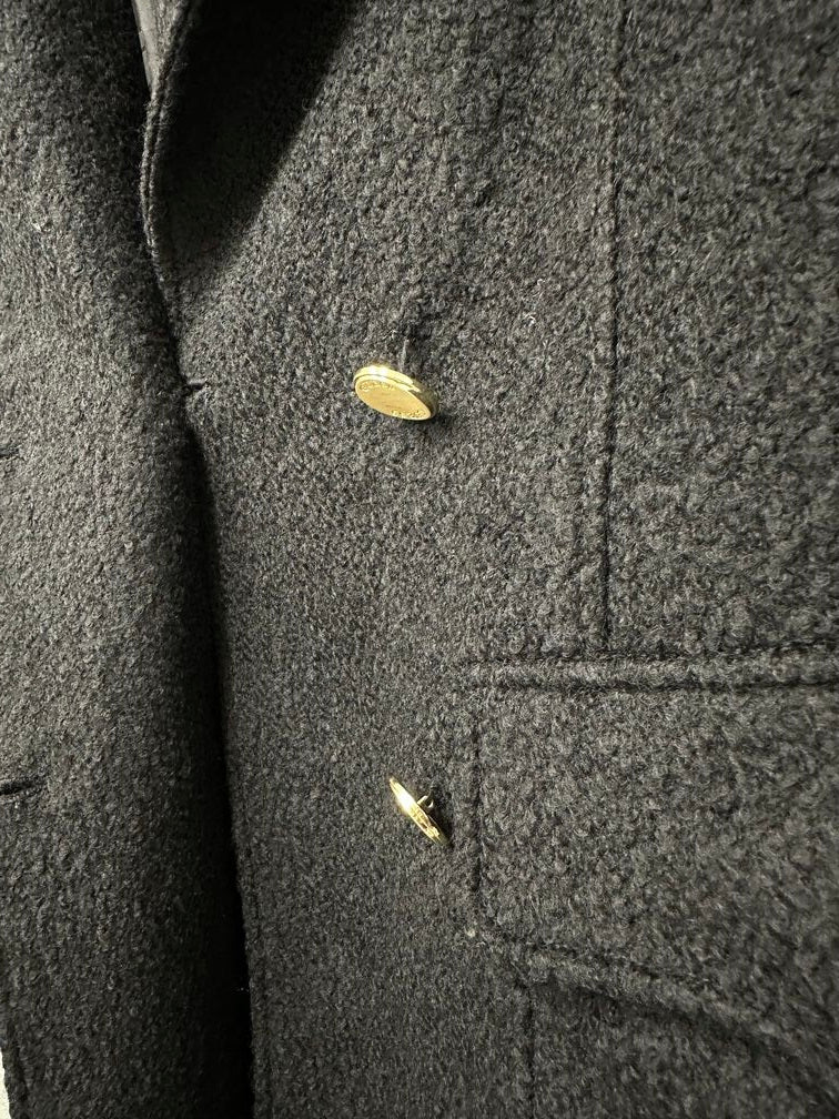 Guess Women's Double Breasted Faux Fur Collar Coat Black Size 0X