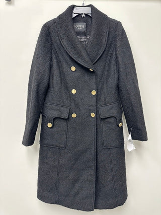 Guess Women's Double Breasted Faux Fur Collar Coat Black Size 0X