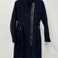 Guess Women's Asymmetrical Zipper Coat Blue Size Medium