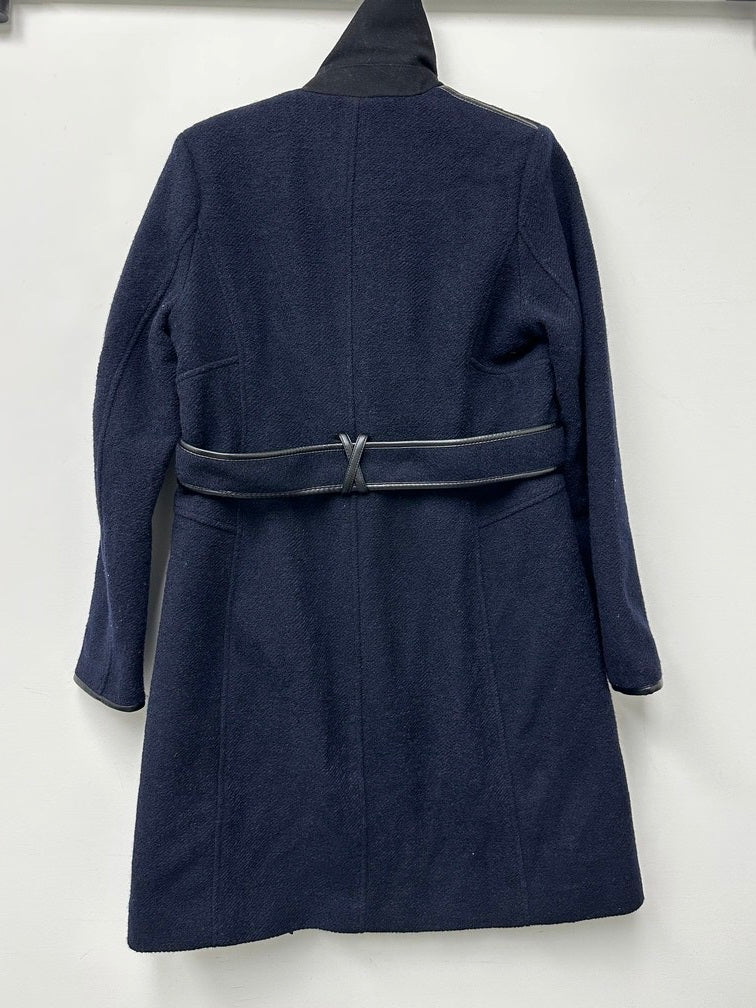 Guess Women's Asymmetrical Zipper Coat Blue Size Medium