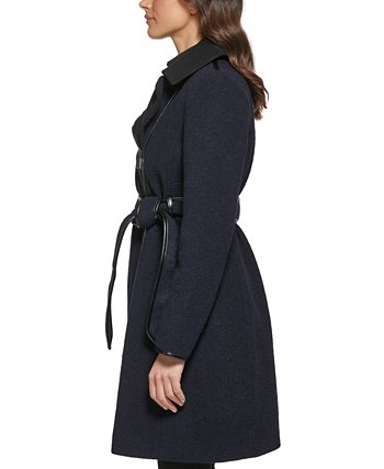GUESS Women's Asymmetrical Zipper Coat Black Size Small