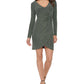 GUESS Women's Metallic Dot V Neck Twist Front Dress Green Size 8