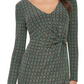 GUESS Women's Metallic Dot V Neck Twist Front Dress Green Size 8