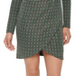 GUESS Women's Metallic Dot V Neck Twist Front Dress Green Size 8
