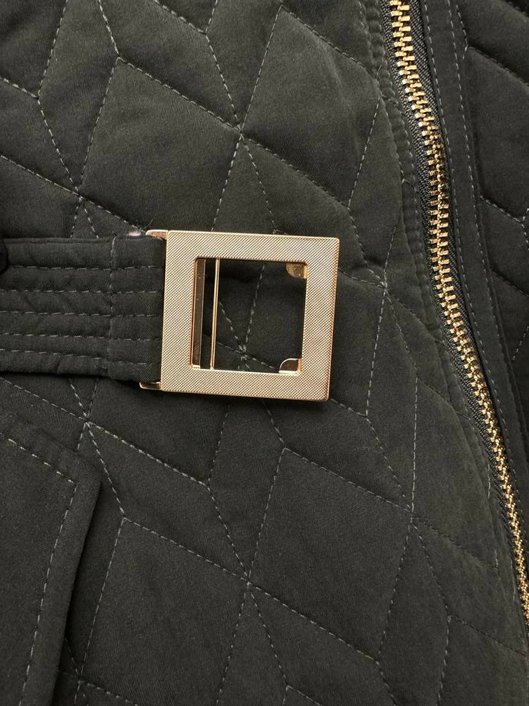 Guess Women's Asymmetric Belted Diamond-Quilted Coat Green Size L