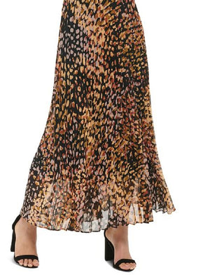 GUESS Women's Printed Ruffled Maxi Dress Black Size 12