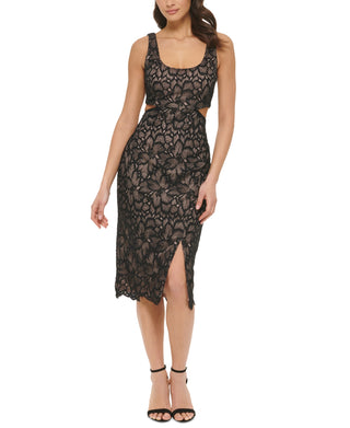 Guess Women's Lace Side Cutout Slit Hem Bodycon Dress Blue Size S/P