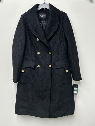 Guess Women's Faux-Fur Collar Double-Breasted Walker Coat Black Size L