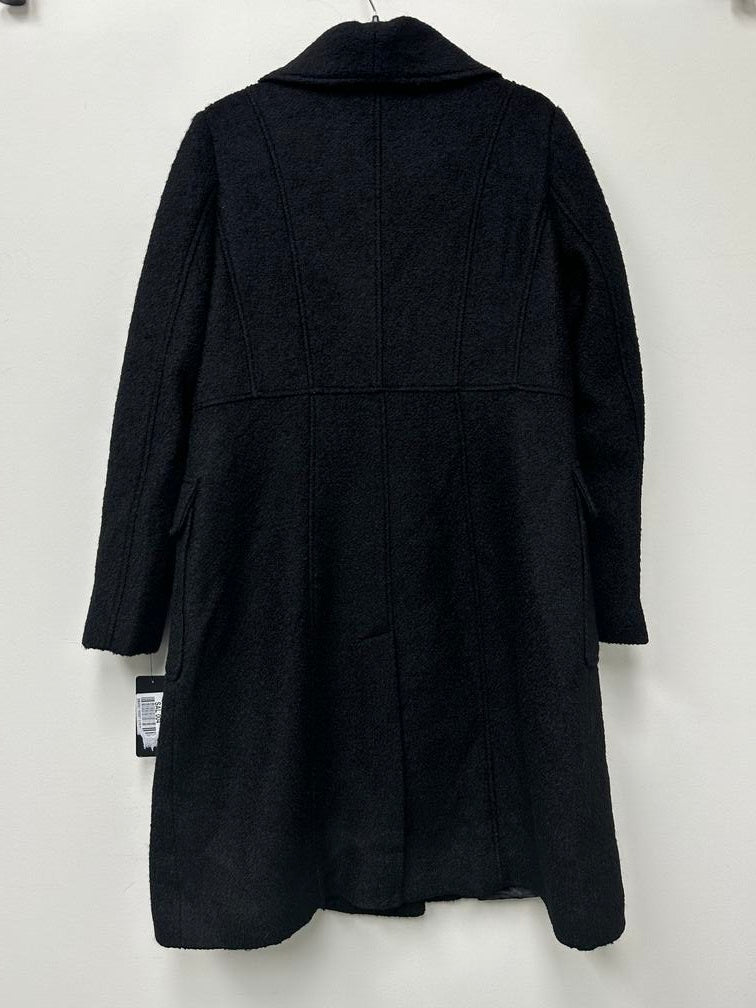 Guess Women's Faux-Fur Collar Double-Breasted Walker Coat Black Size L