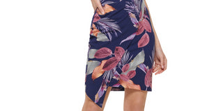 GUESS Women's Faux Wrap Pleated Side Dress Blue Size 4