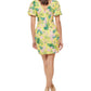 GUESS Women's Printed Puff Sleeve Bodycon Dress Yellow Size 12