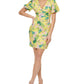 GUESS Women's Printed Puff Sleeve Bodycon Dress Yellow Size 8