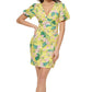 GUESS Women's Printed Puff Sleeve Bodycon Dress Yellow Size 4