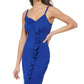 GUESS Women's Rayn Ruffled Bodycon Dress Blue Size 4