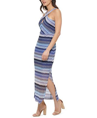 GUESS Women's Crochet Lace Halter Maxi Dress Blue Size 8