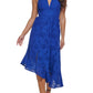 GUESS Women's Cotton Eyelet Asymmetric Midi Dress Blue Size 6